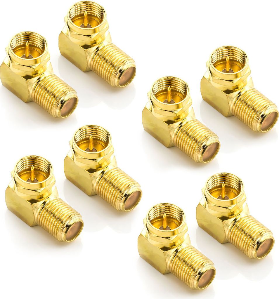 deleyCON 8x Sat-Winkel-Adapter 90° Grad für Koaxialkabel 7mm F-Adapter F-Buchse Sat-Kabel Kupplung F-Winkelstecker Winkeladapter - 8 Stück