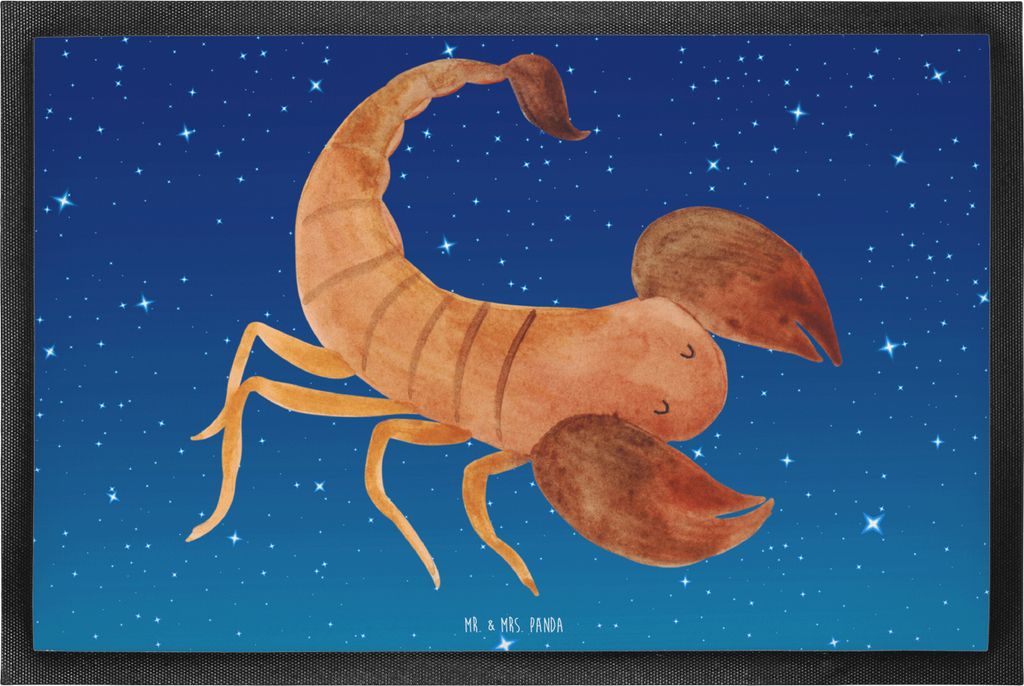 Mr. & Mrs. Panda Schmutzmatte Sternzeichen Skorpion 40 x 60 cm - Sternenhimmel Blau - Geschenk, Schmutzfänger, Fussmatte, Oktober, Geburtstag, Bod...