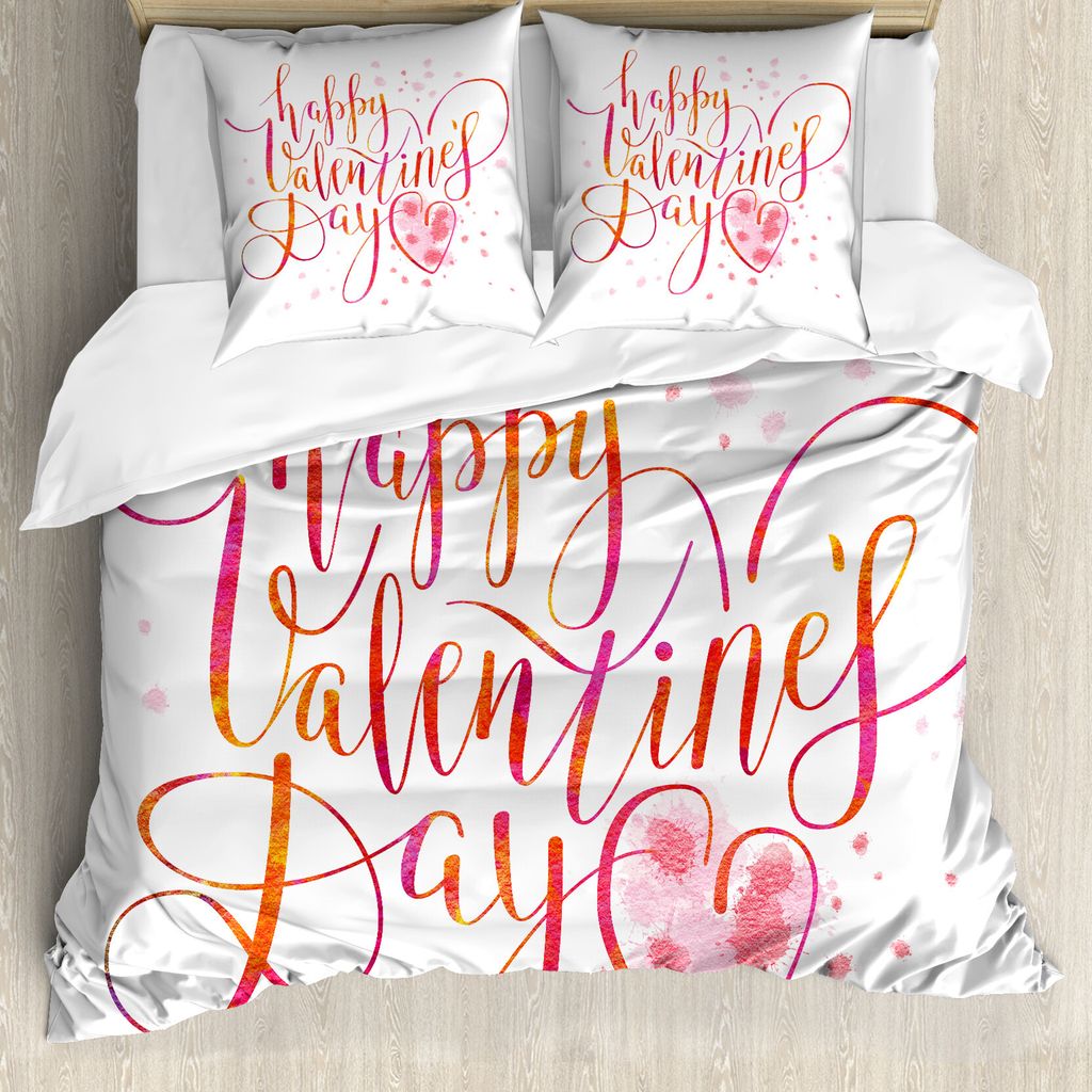 ABAKUHAUS Vintage Valentine Bettbezug Set für Einzelbetten, warme Kalligraphie, Milbensicher Allergiker geeignet mit Kissenbezug, 200 cm x 200 cm ...