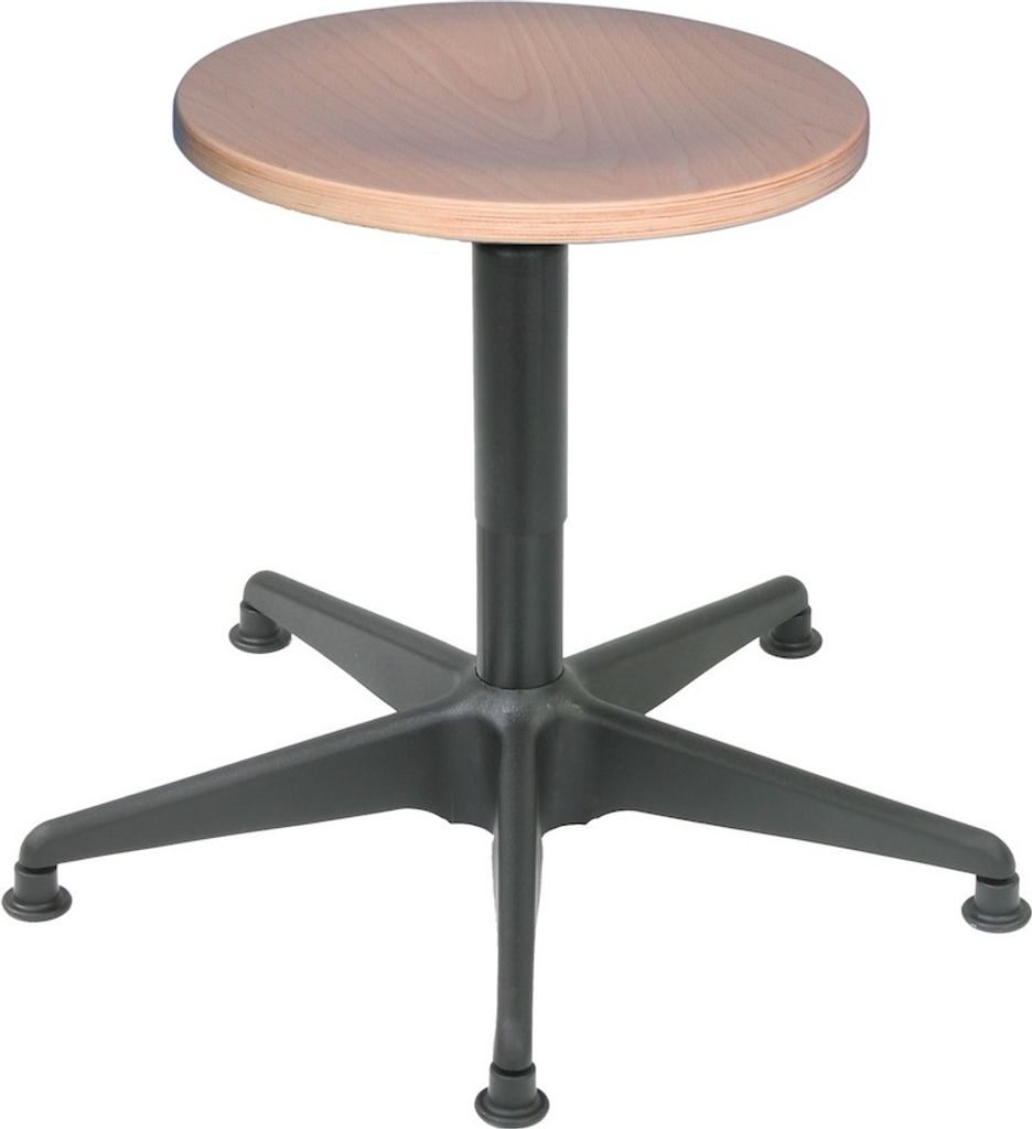 Drehspindel-Hocker Atlanta | Sitzhöhe 39-53cm | Ø 59cm | Tragfähigkeit 110kg | Holz-Buche | Stahl-Fußkreuz mit Gleiter | Buche