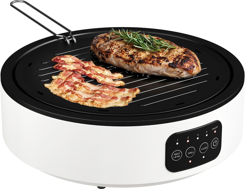 Dual-Keramikkochfeld, 2-in-1 Design, zum Kochen und Grillen, 2000W