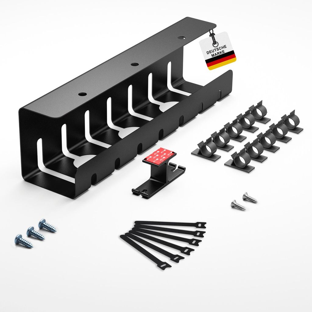 Albatros Kabelkanal Schreibtisch Schwarz Komplettset B - Produktbild 