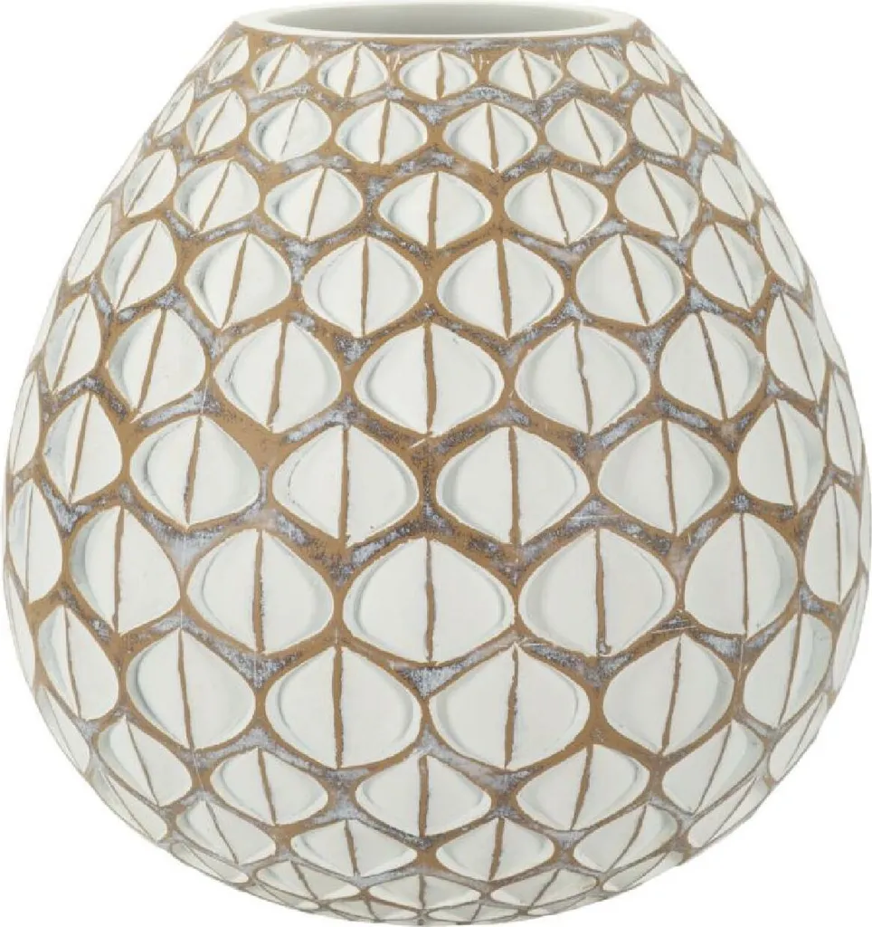 Vase Tibet Blanc Robuste et Stable Ø 27 cm pour Décoration Durable