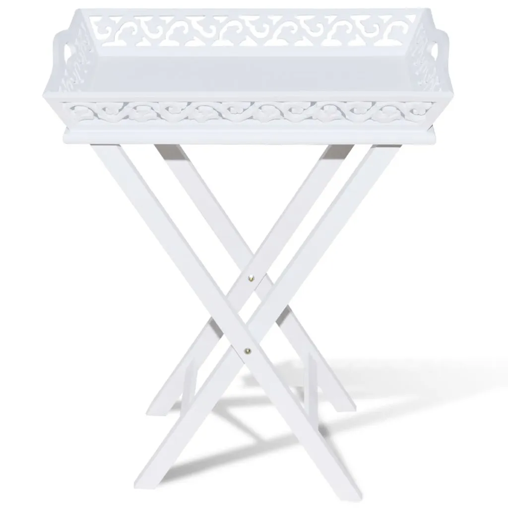 vidaXL Table de Service avec Plateau Blanc - Table d'Appoint Moderne - 3