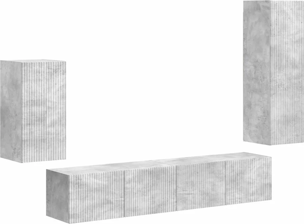 Unité murale TV gain de place gris béton pour grand écran LED