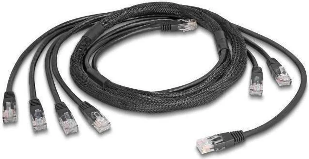 Trunk-Kabel RJ45 Delock Cat.5e UTP 4 connecteurs mâle-mâle noir pro