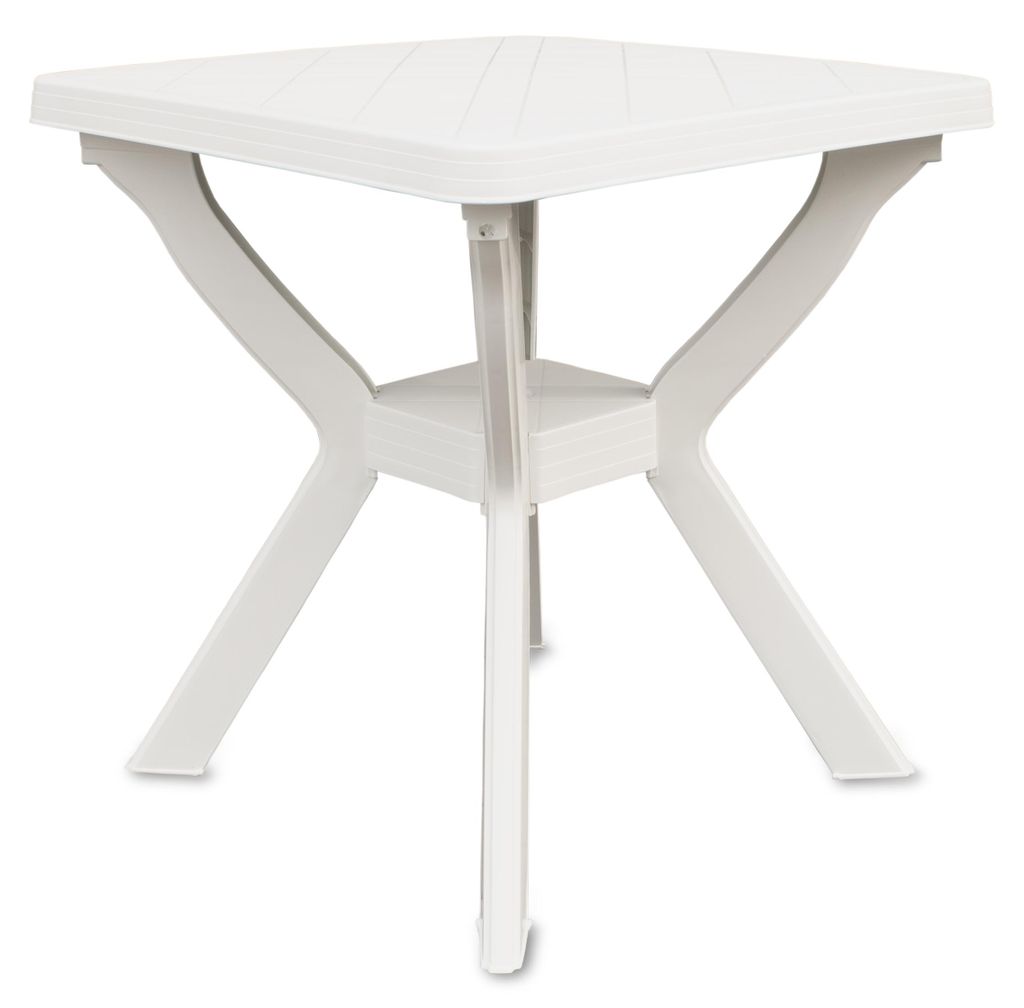 Kunststoff Gartentisch quadratisch 70 cm - weiß - Campingtisch im klassischen Design - Balkontisch Terrassentisch Oudoor Garten Tisch Außenbereich