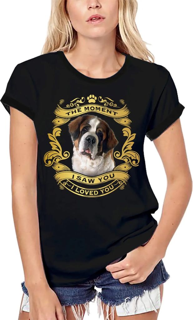 Damen Grafik T-Shirt aus Biobaumwolle Bernhardiner - Ich sah dich und liebte dich - Welpe – Saint Bernard Dog - Moment I Saw You I Loved You Puppy