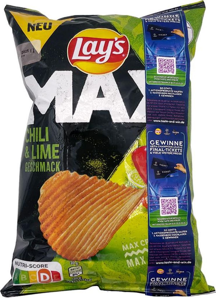 Lay's MAX Chili & Lime Kartoffelchips 110g Beutel