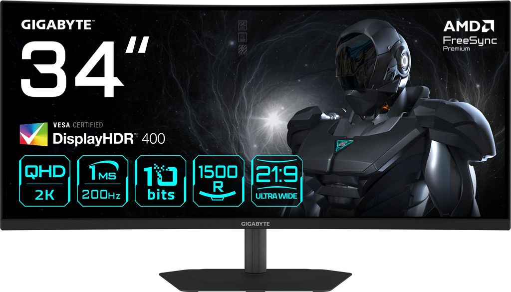 Monitor Gigabyte G34WQC2 34" UltraWide Quad HD 200Hz VA Curvo FreeSync Premium DisplayHDR 400 1ms