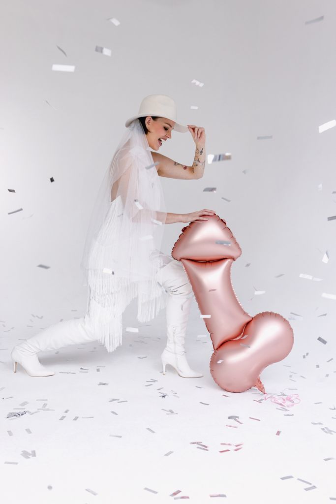PENIS Folienballon Pink Gold Bachelorette 55x112 Produktbild 