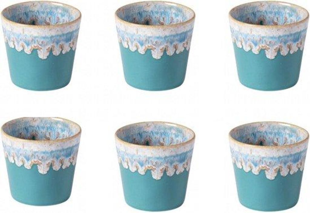 Costa Nova Grespresso Lungo-Tassen – 6er-Set – Aqua – Handgefertigt – Türkis – 7,5 cm große Kaffeetassen