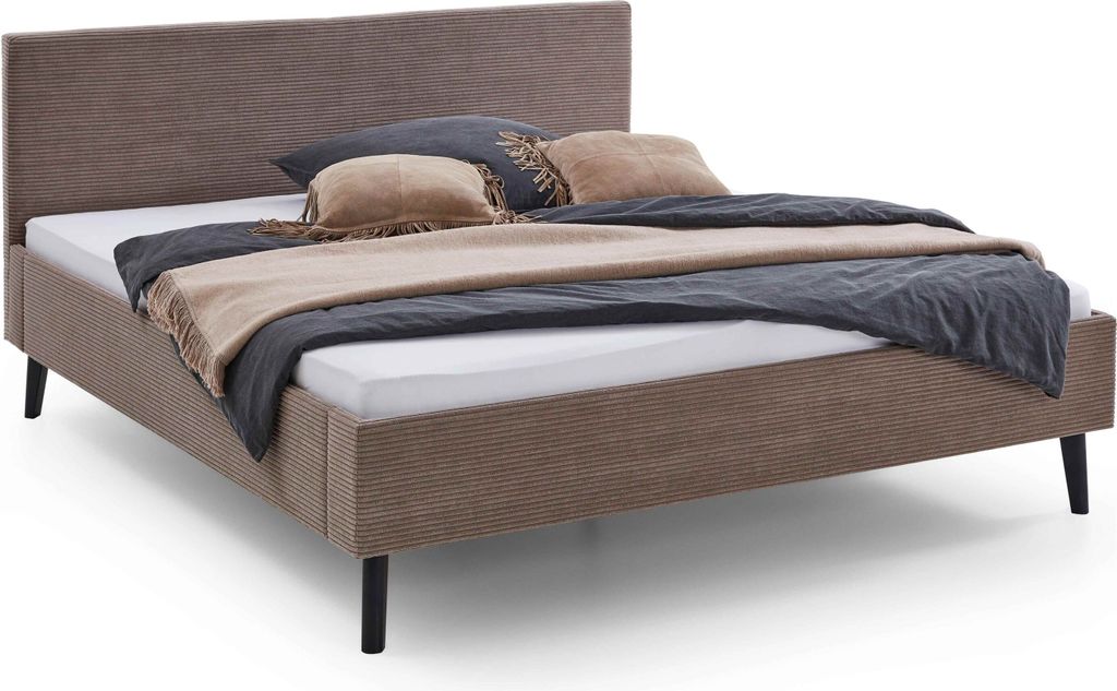 Polsterbett 180 x 200 Bettgestell Bett Doppelbett mit Kopfteil Taupe Germany, Ausführung:ohne Matratze / ohne Lattenrahmen