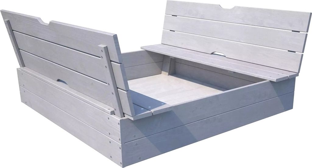 SOULET Sandkasten Holz Holzsandkasten Lasiert mit Bänken 118x118