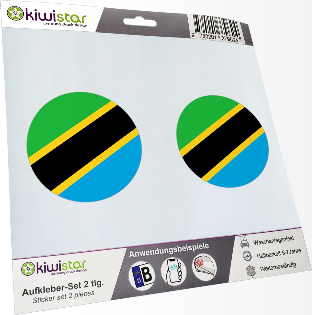 KIWISTAR - 2X Kennzeichenaufkleber - Tansania - Kennzeichen Aufkleber Sticker Nummernschild Land Country Nation