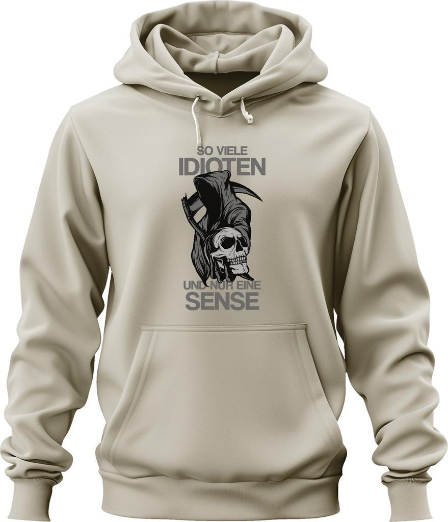 So viele Idioten und nur eine Sense Reaper Statement Gothic Humor Uni Hoodie Kapuzenpullover, Natur, L