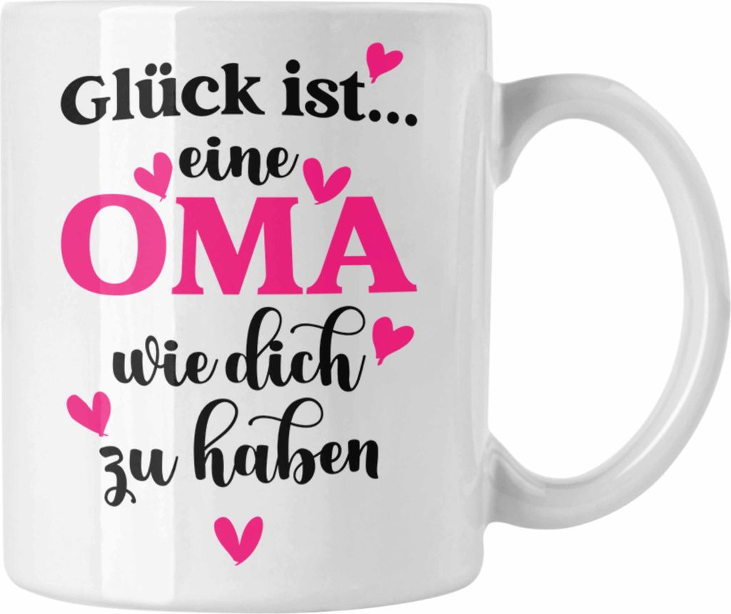 Trendation - Oma Tasse mit Spruch Geschenk von Enkel für Beste Oma Muttertag Geburtstagsgeschenk (Weiß)