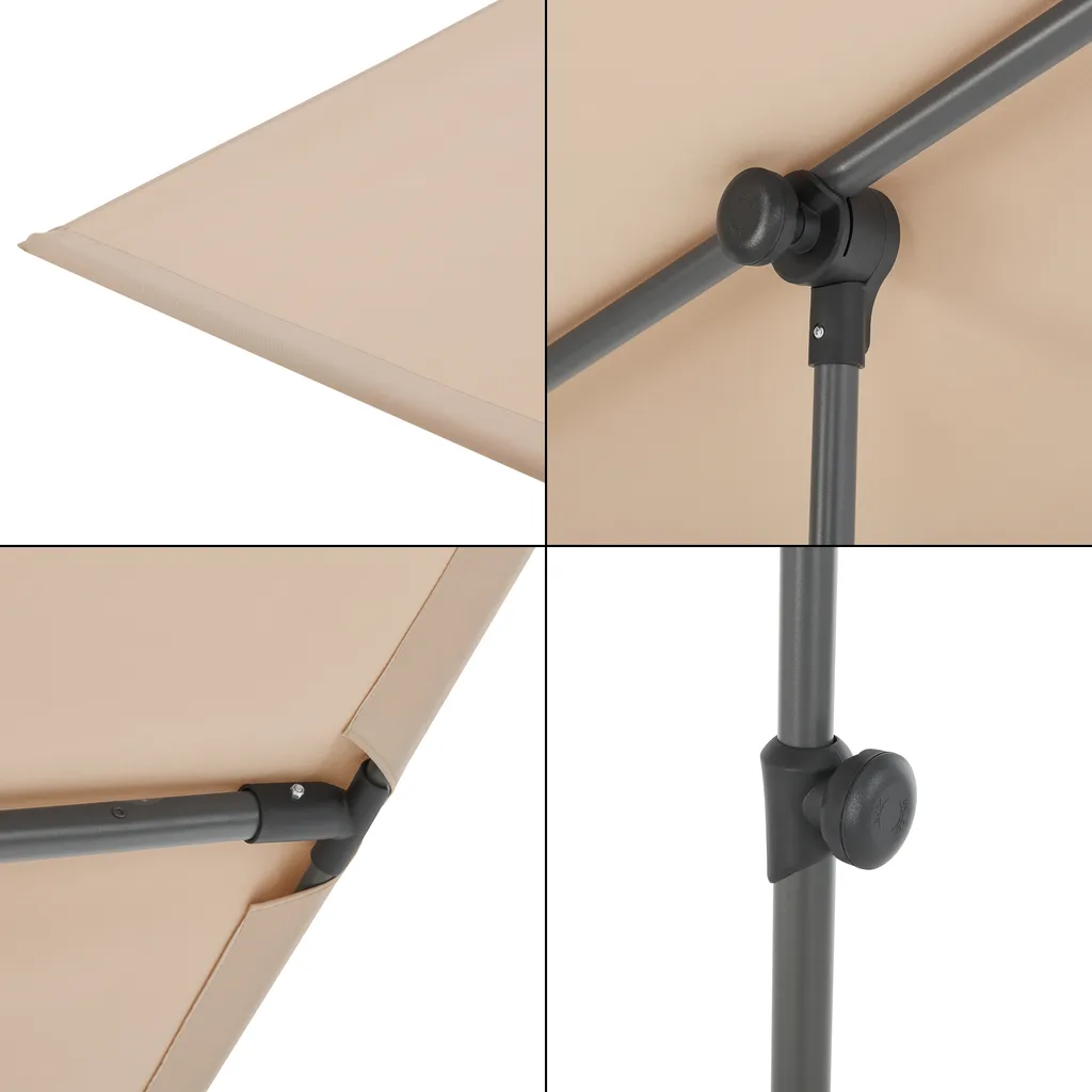 Parasol rectangulaire inclinable pour balcon et terrasse sable UV50+ - 7