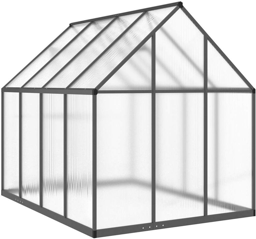 vidaXL Gewächshaus mit Fundamentrahmen Anthrazit 224x169x195 cm Alu