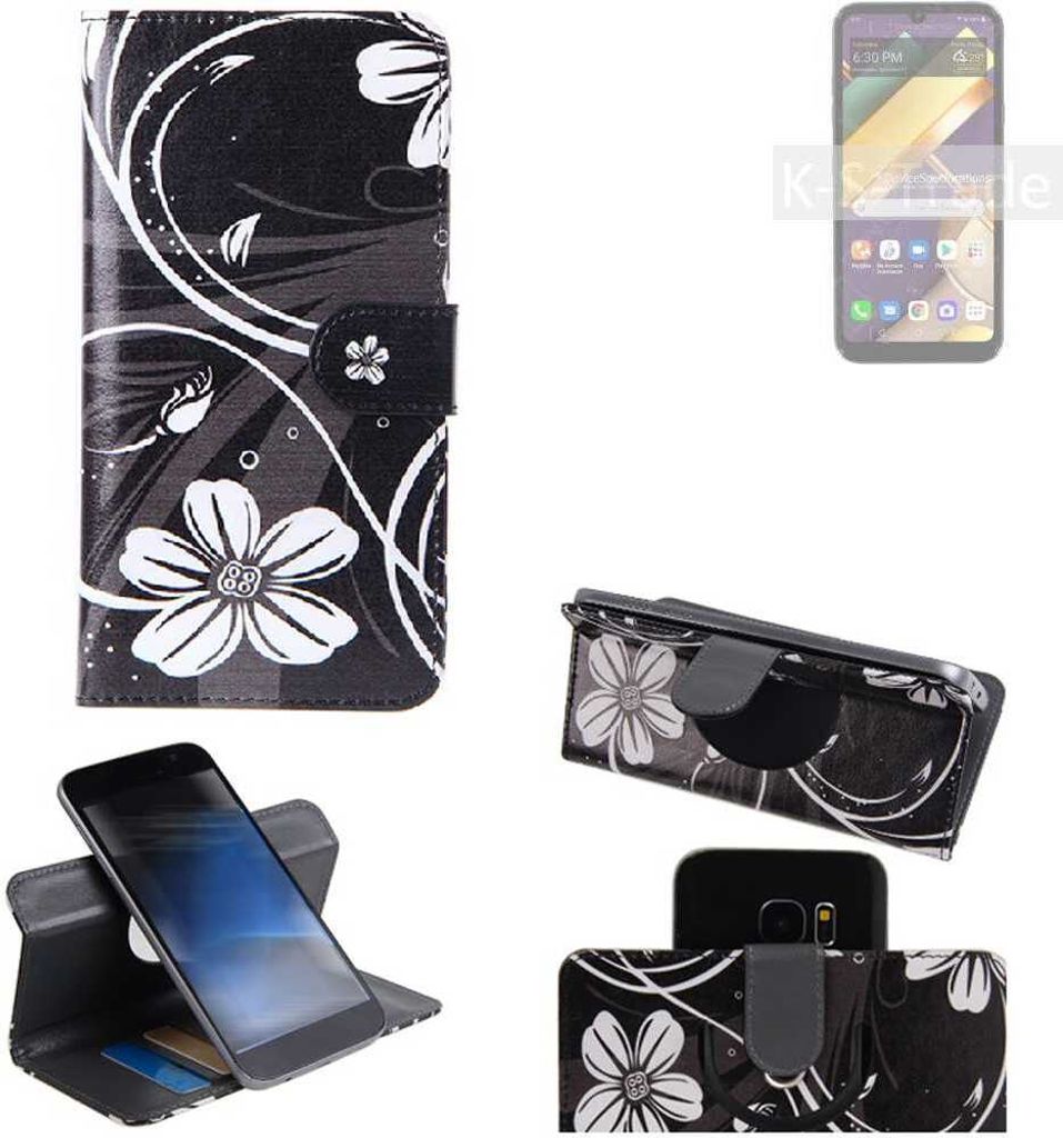 K-S-Trade Schutzhülle Handyhülle kompatibel mit LG Electronics Premiere Pro Plus Hülle 360° Wallet Case ''Flowers'' Klapphülle Hülle