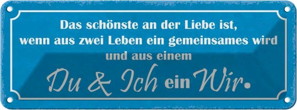 vianmo Blechschild 10x27 cm Liebe zwei Leben Du Ich ein Wir Spruch Zitat
