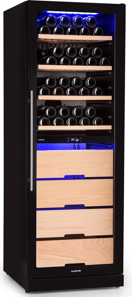 Klarstein Weinkühlschrank, Getränkekühlschrank Schmal, 2 Zonen Kühlschrank mit Glastür, Getränkekühlschränke Freistehend, Weinkühlschrank ...