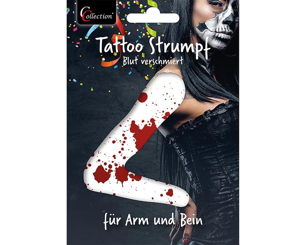 Tattoo Strumpf Blut | Halloween Arm- & Beinstrumpf | Horror Produktbild 