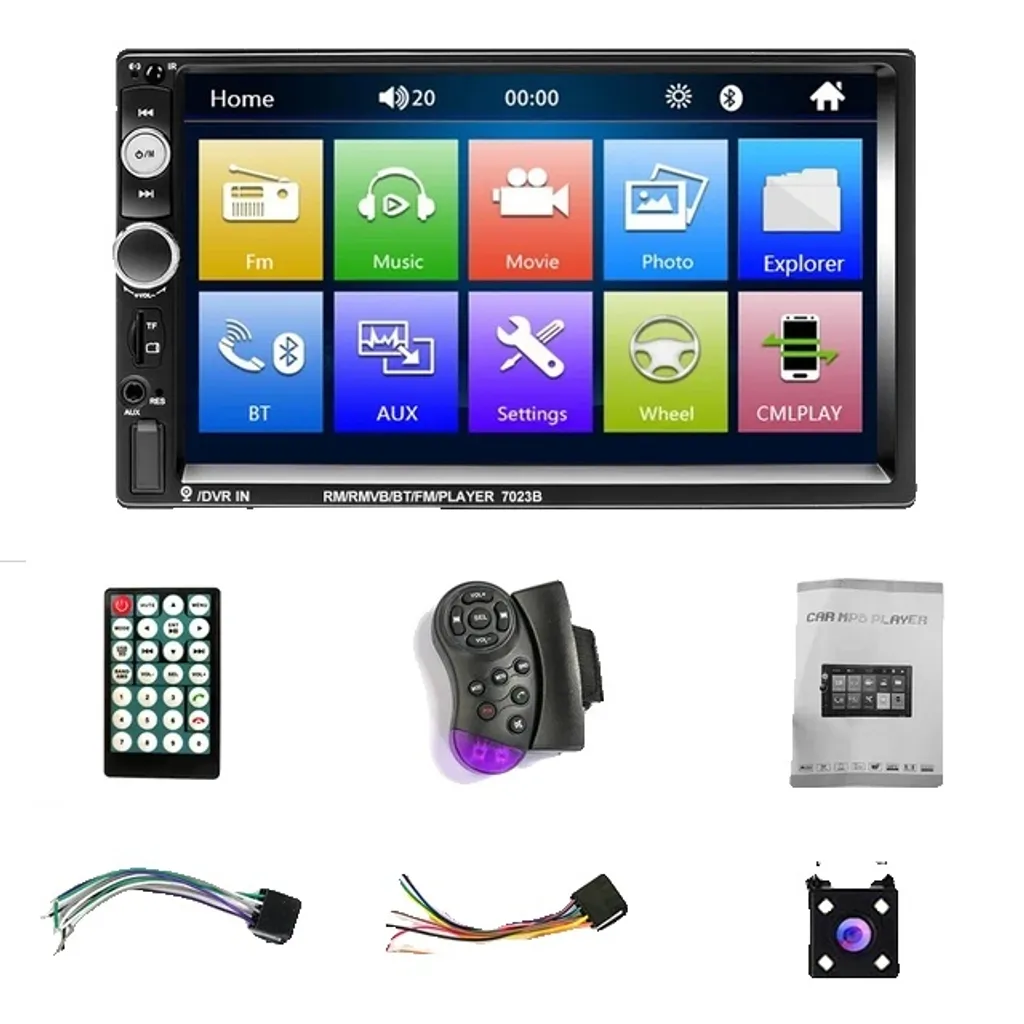 Kit Autoradio 7023B 2 DIN 7 Pollici - Radio MP5 con Camera 4Led