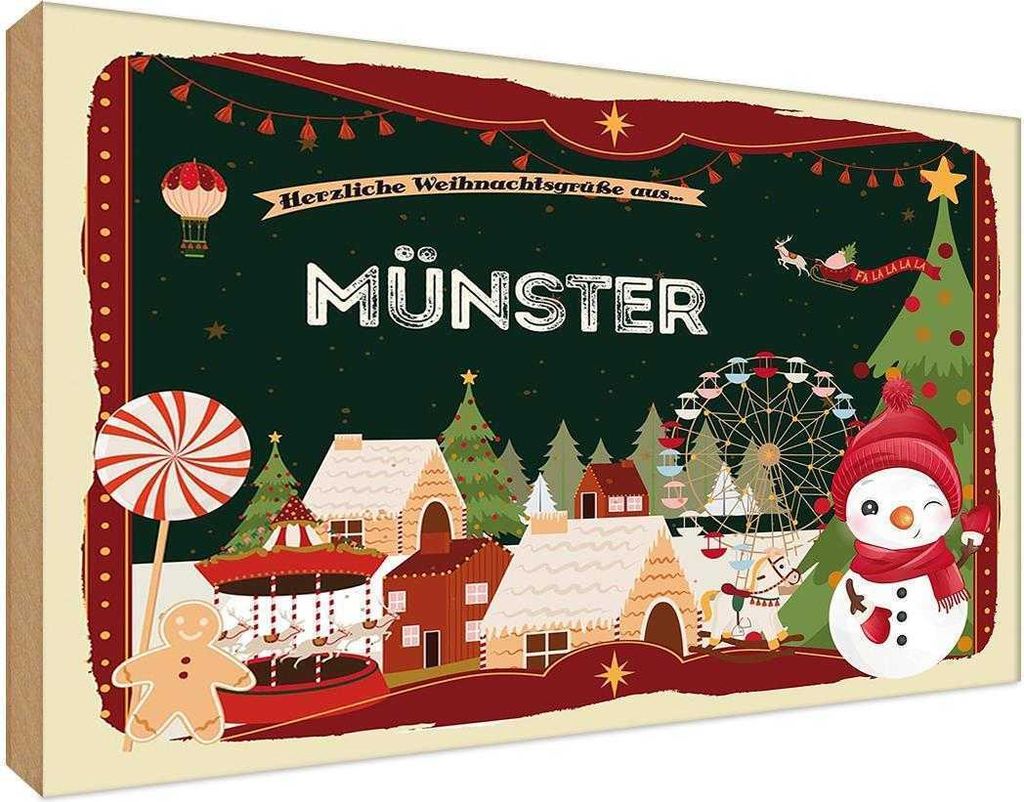 vianmo Holzschild 20x30 cm Weihnachten aus MÜNSTER
