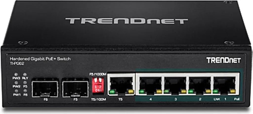 Switch Injecteur PoE+ Trendnet TI-PG62 pour Réseau Rail DIN