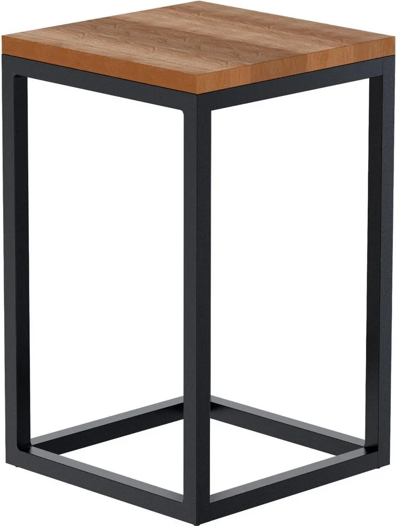 Tavolino Design Industriale Rovere e Metallo 30x30x50 cm Moderno