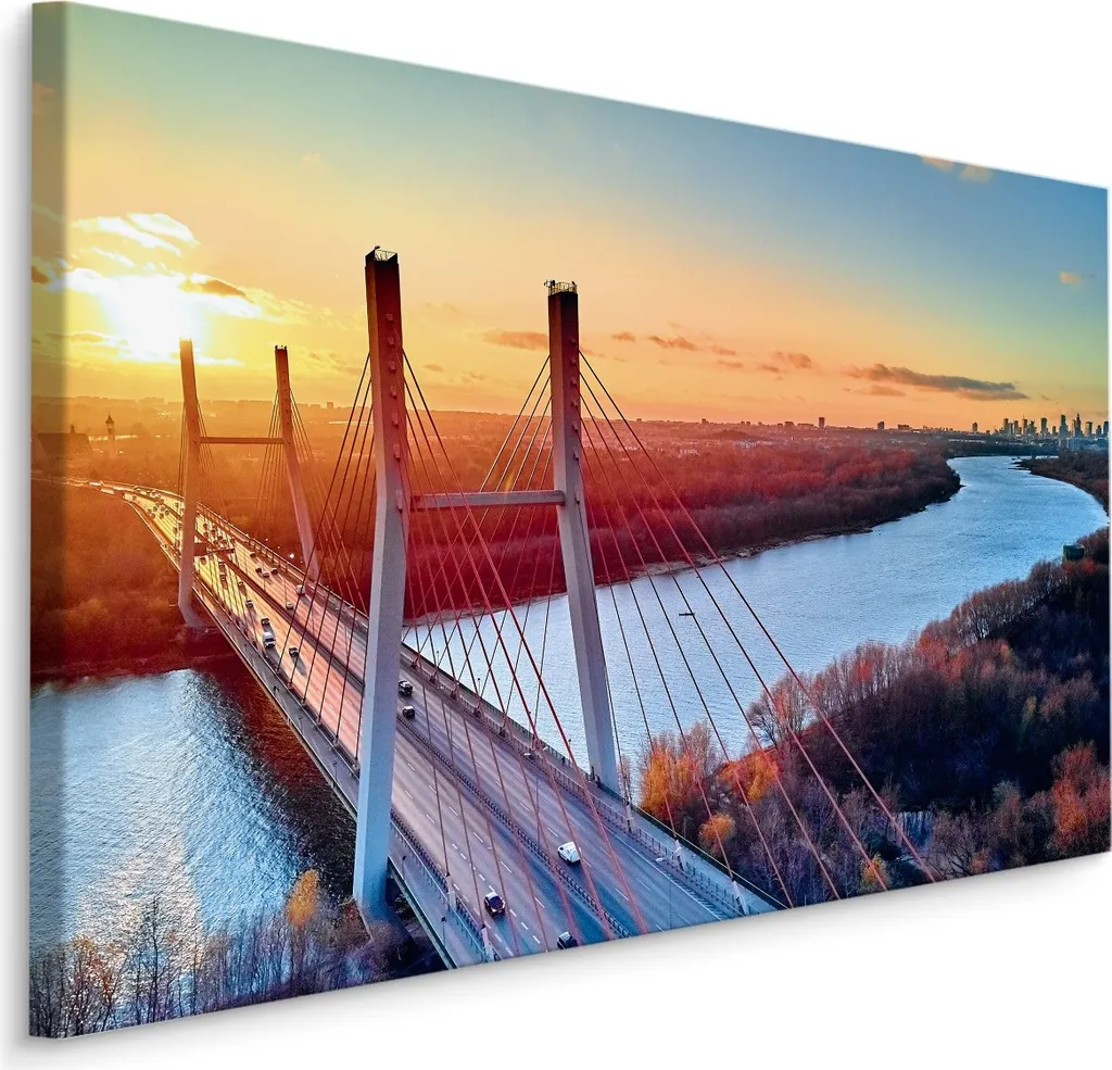 Favolosa Carta da Parati su Tela 70x50 Varsavia Ponte Auto XXL