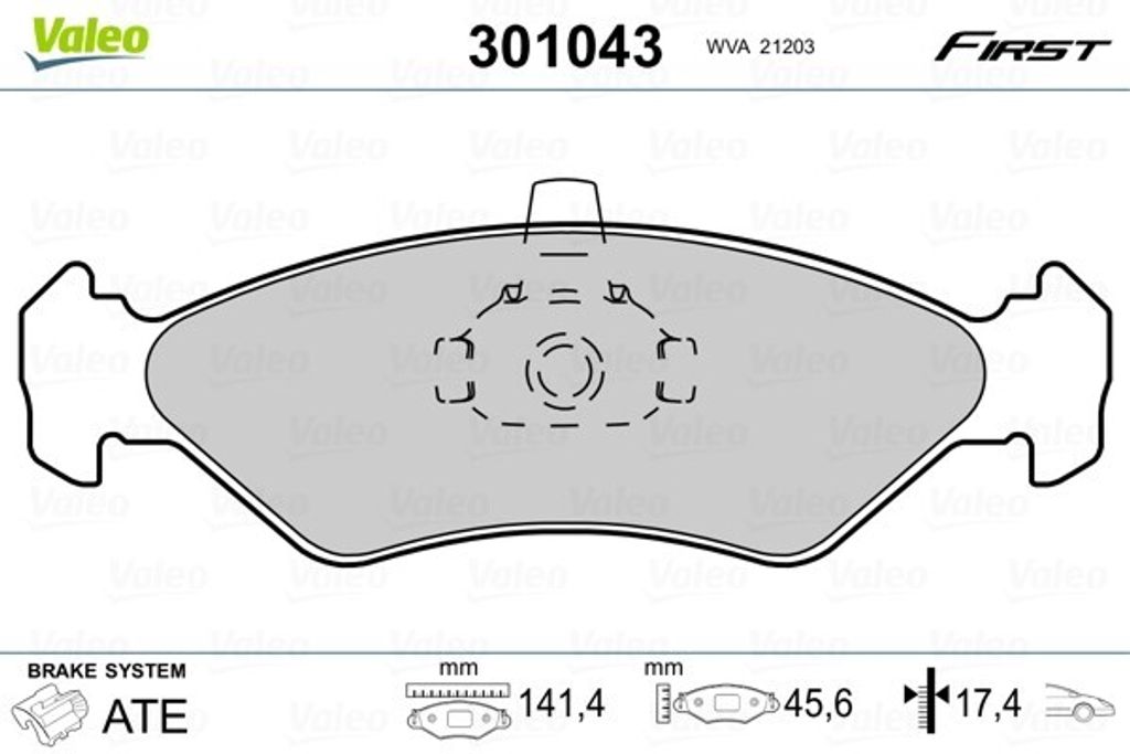 VALEO Bremsbeläge Satz Vorne für FORD Fiesta Mk4 Schrägheck (JAS, JBS) 301043