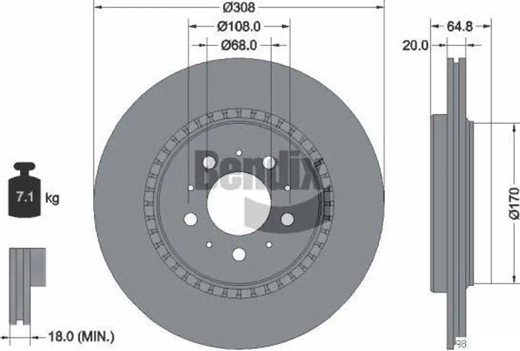 BENDIX BDS1677 Disque de frein haute résistance 31423152 Volvo XC90