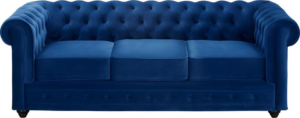 CHESTERFIELD 3-Sitzer Sofa - Königsblaues Velours