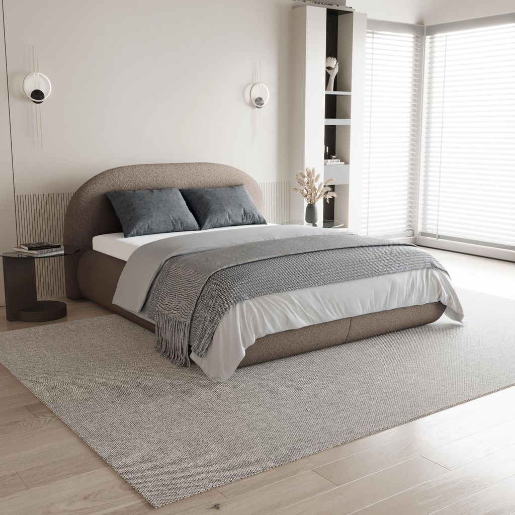 BEAUTYSOFA | Polsterbett MOTTI 160x200 cm Cappuccino Bouclé Produktbild 