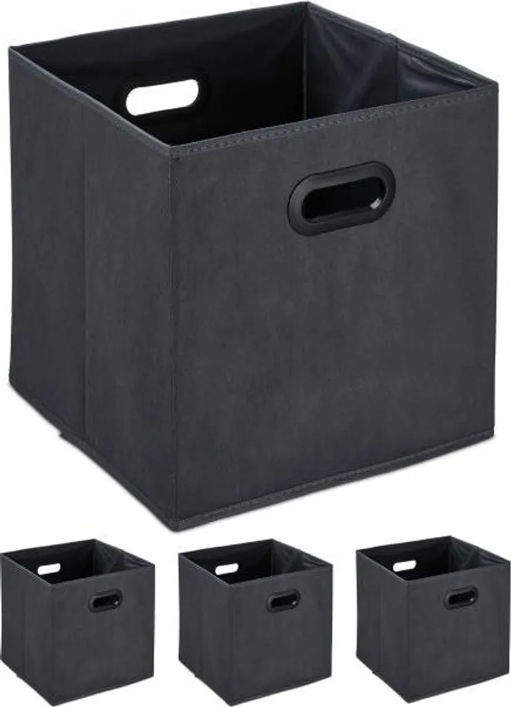 Lot de 4 bacs de rangement anthracite pour organiser dressing et jeux