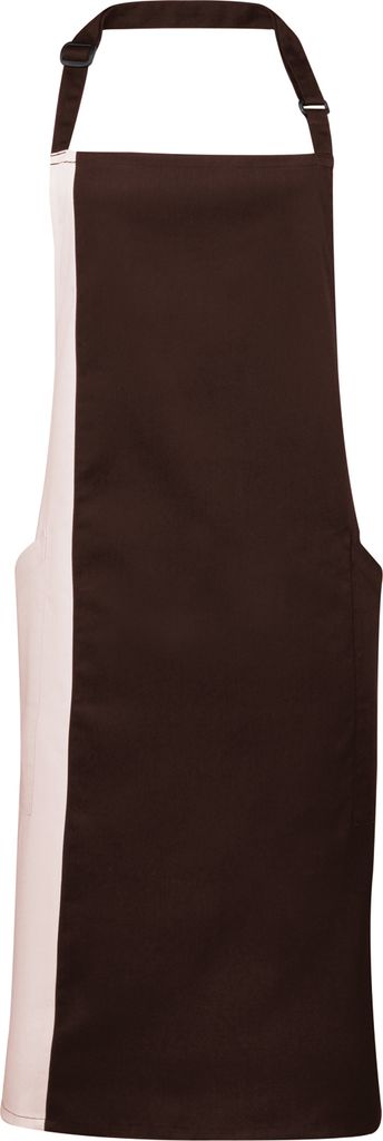 Premier Unisex Schürze mit Brustlatz / Arbeitsschürze, kontrastfarbener Einsatz (2 Stück/Packung) RW6792 (Einheitsgröße) (Schwarz/Naturfarben)