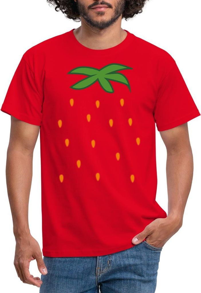 Spreadshirt Erdbeere Früchte Kostümersatz Karneval Fasching Männer T-Shirt, XXL, Rot