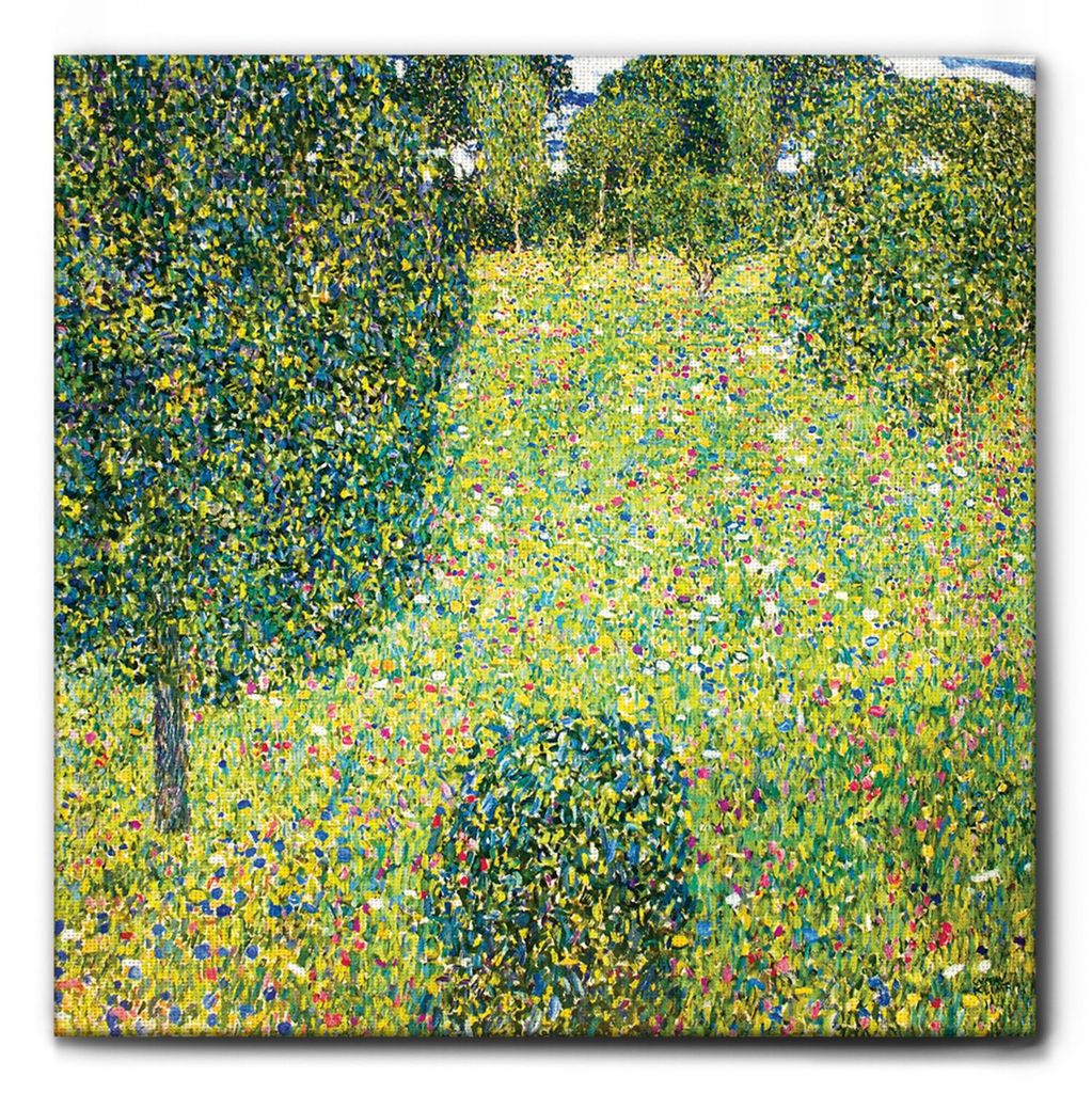 Giallobus - Blumenwiese - Gustav Klimt - 100L x 100B cm - Bild - Leinwand mit Standardrahmen