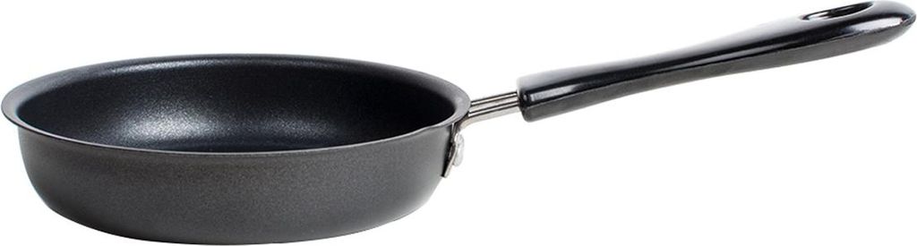 Schwarze Gusseisenpfanne mit 12 cm Durchmesser zum Kochen in der Küche
