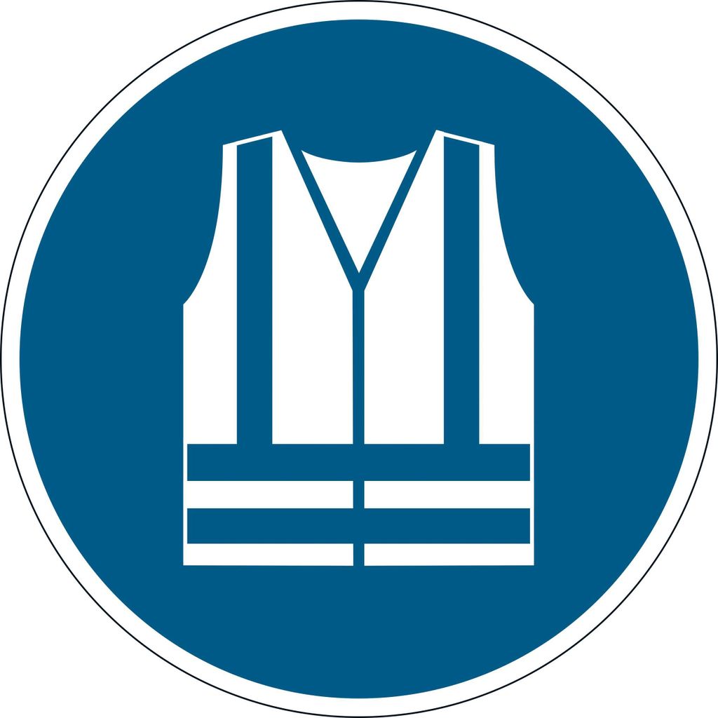 DURABLE Gebotsaufkleber 'Warnweste benutzen' Ø 430 mm blau 173506