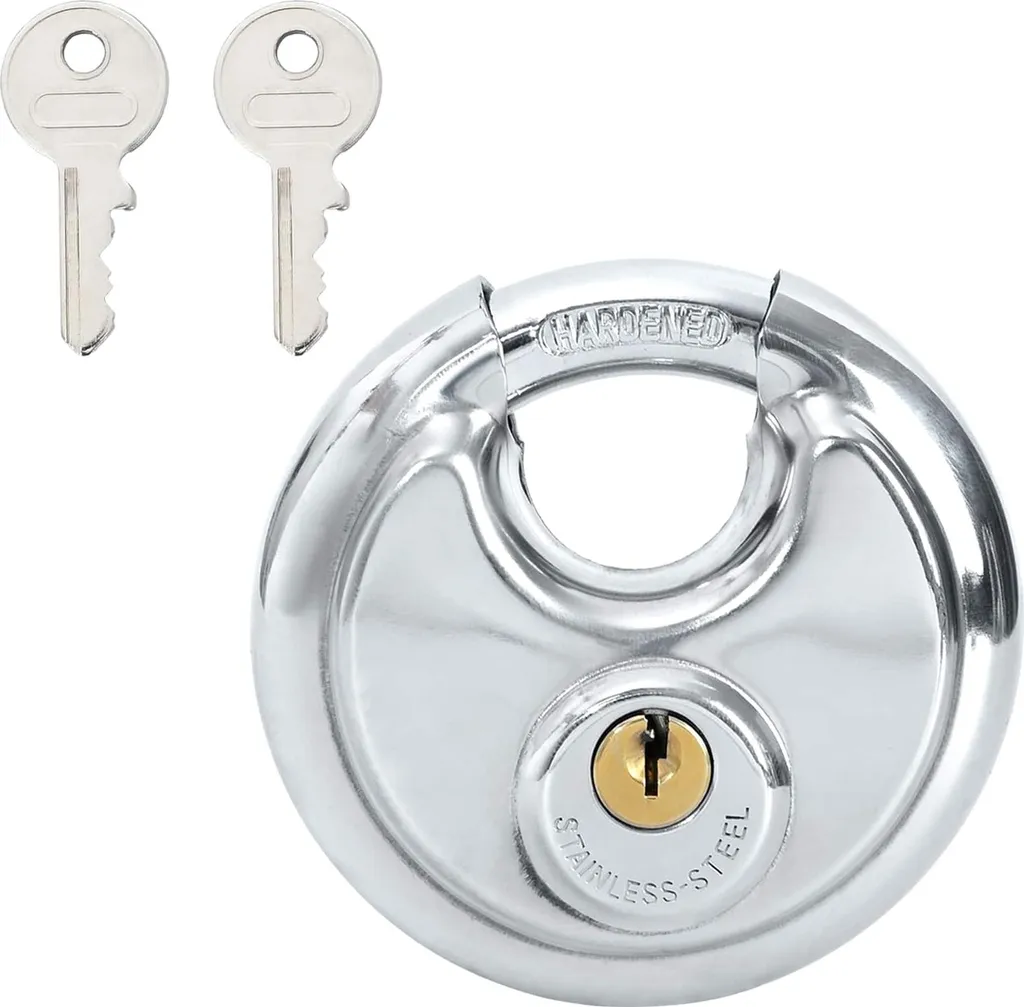 2x Serrature a Disco vidaXL Argento 9cm | Ferro e Inox per Cantiere - 4