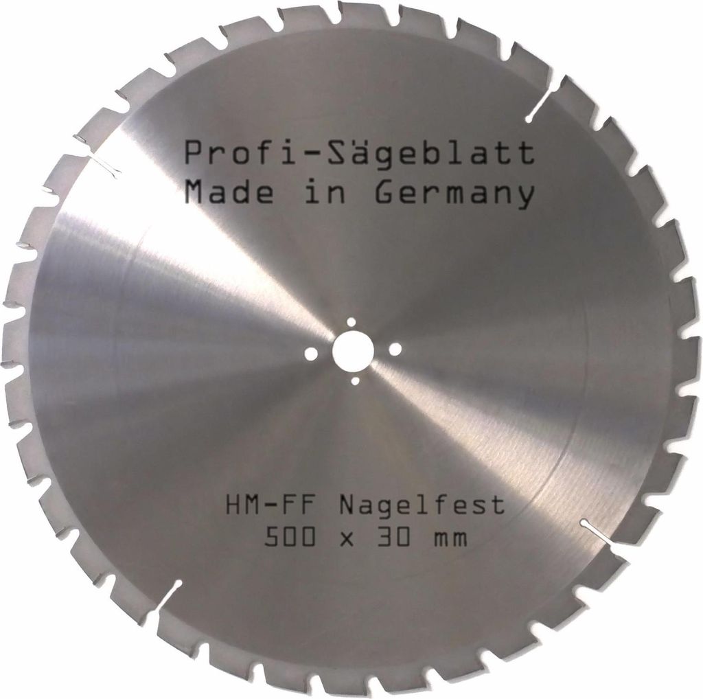 HM Sägeblatt 500 x 30 mm NAGELFEST Z = 36 FF Präzision Kreissägeblatt Ersatzsägeblatt für Brennholz, Schalhölzer, Tafel, Rund und Kanthölzer...
