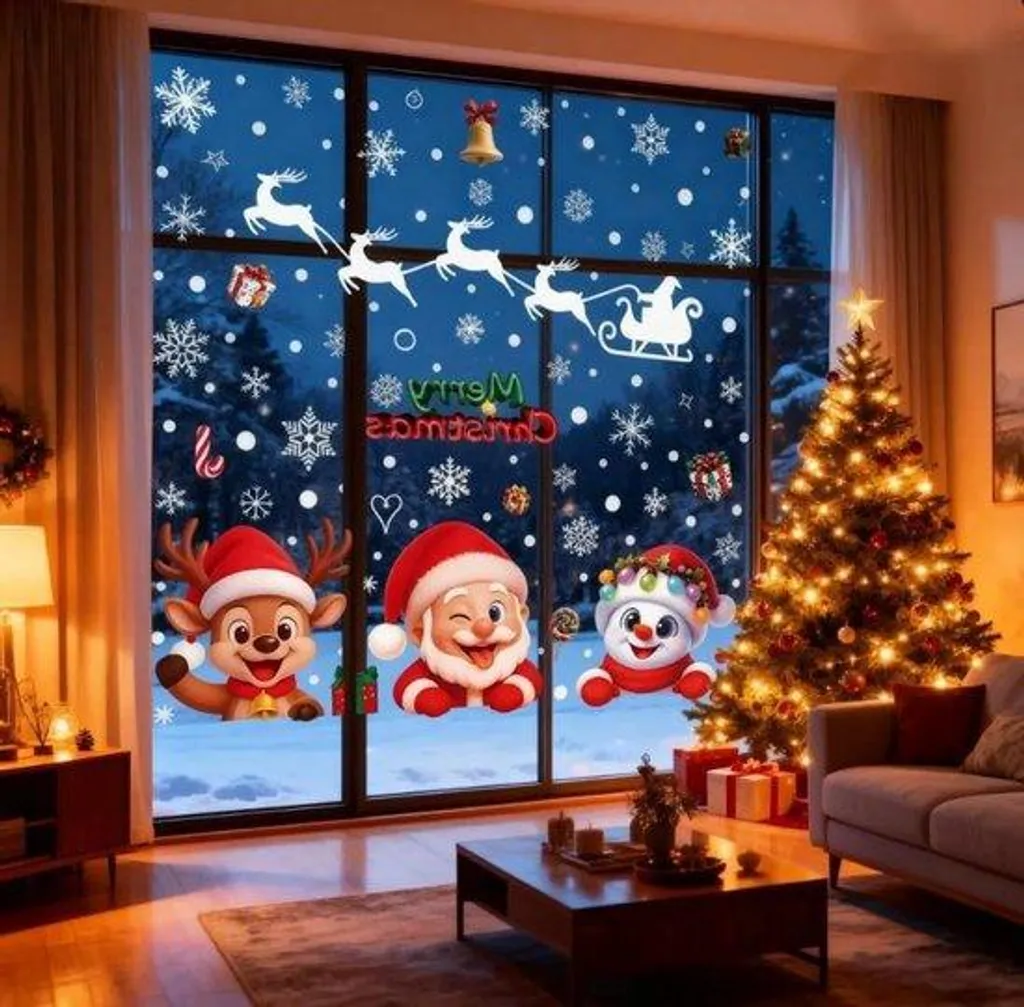 Stickers muraux Noël effet céramique pour décoration festive intérieure
