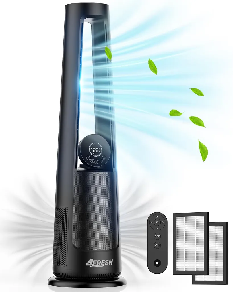 Ventilateur colonne 4Fresh anti-allergies avec filtre HEPA H13 Noir