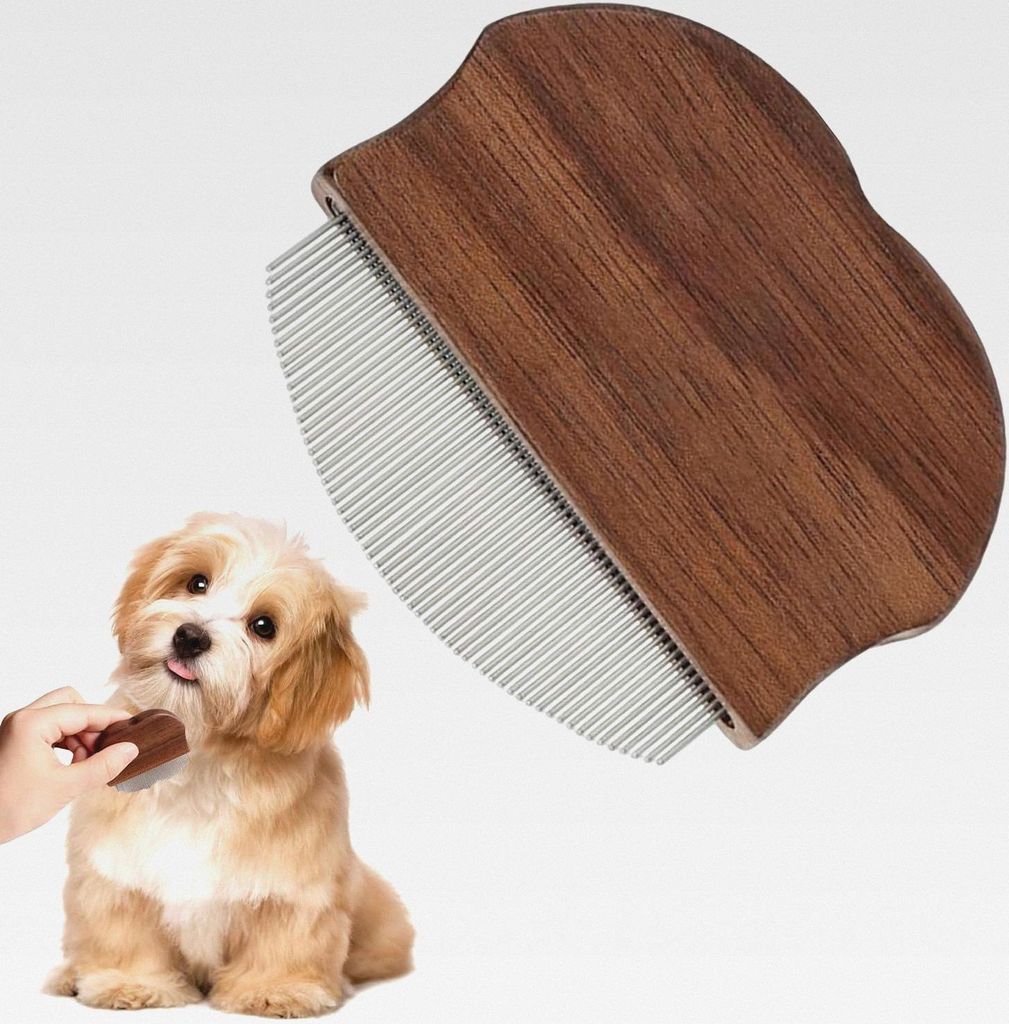 Kämme für Tiere gegen Haarausfall, Fellpflegekamm mit gebogenem Holzgriff | Entwirrungsbürste für Kätzchen, Kaninchen, kleine und kleine Rassen