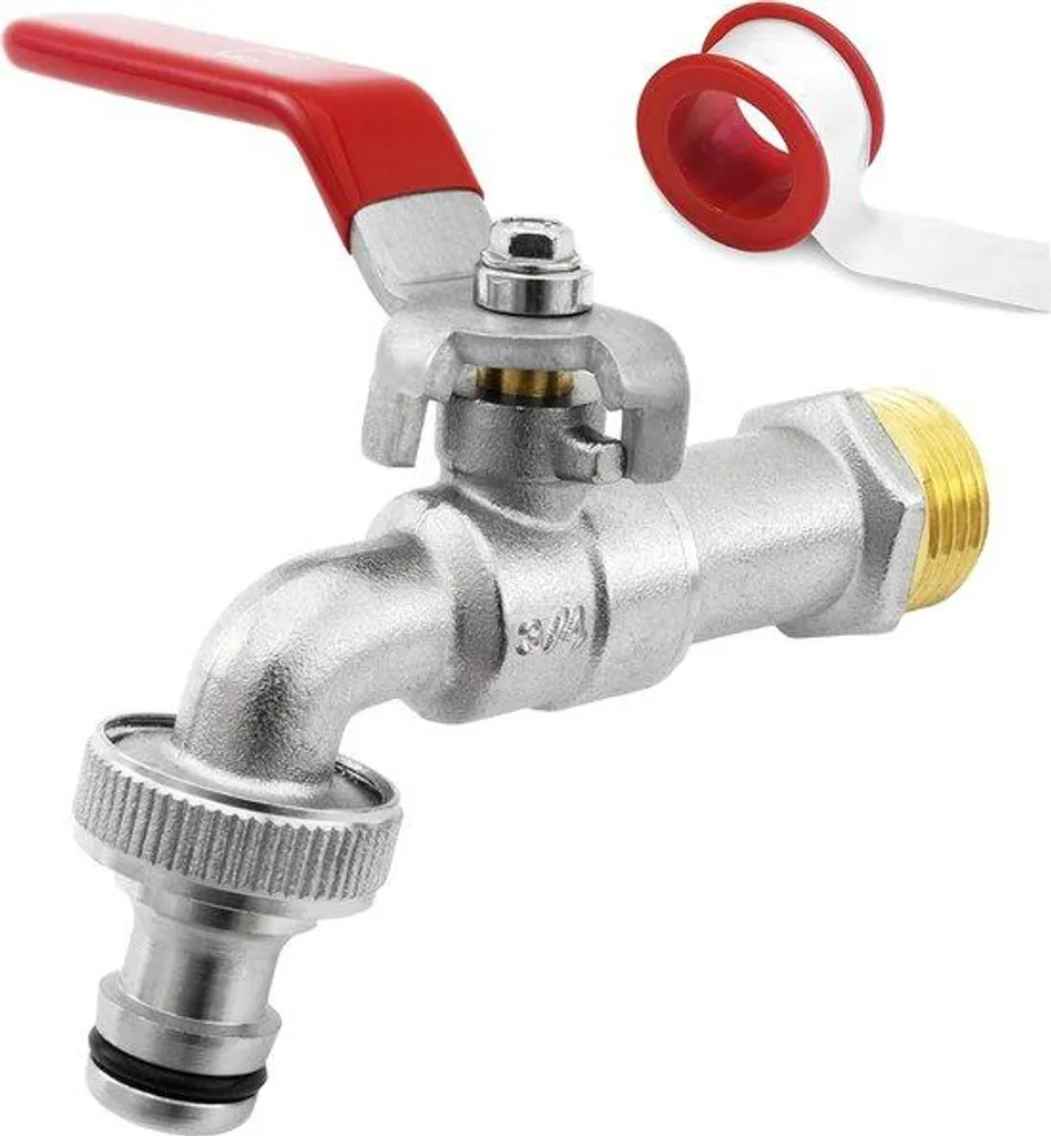 Robinet en laiton 3/4 pouce avec raccord tuyau et ruban d'étanchéité