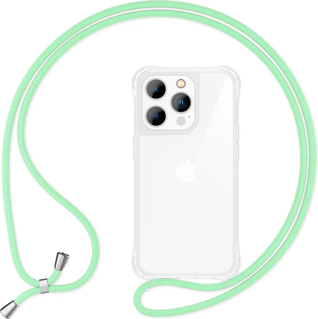 Custodia con cinturino per iPhone 15 Pro custodia per telefono cellulare custodia a spalla telefono cellulare catena corda verde menta
