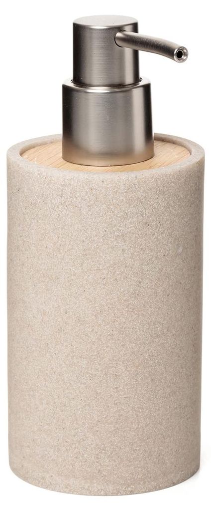 Bora Seifenspender fürs Badezimmer, aus Polyresin, BPA-frei, beige. Maße: 9 x 7,3 x 17 cm